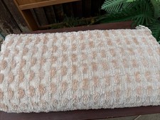 Vintage Candlewick Bed Spread Cover Peach Cream With Tassels Double 254cmx190cm