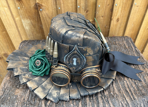Steampunk top hat goggles - hat,