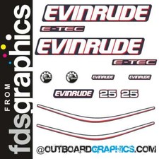 Evinrude 25hp ETEC / E-TEC outboard engine decals/sticker kit