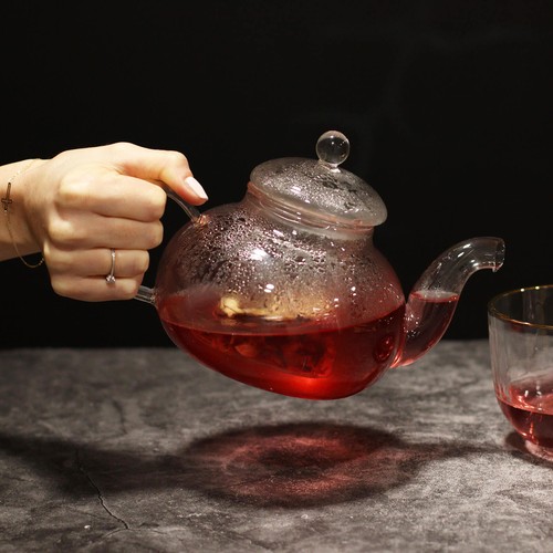 Glass infuser teapot round - infuser,