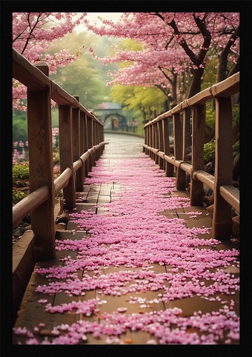 Serene cherry blossom framed - serene,