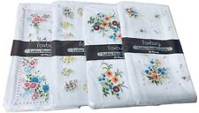 10 Pack Ladies Hankies Handkerchiefs White Floral Print Cotton Polyester