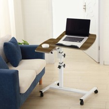 Tilting Over Bed Laptop Trolley Desk Overbed Hospital Adjustable Table on Wheels