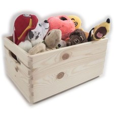 Medium Wooden Storage Box With Handles / 30x20x13cm / Natural Pinewood For Craft