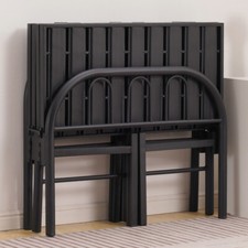 Folding Steel Single Guest Bed Small Space Folding Bed Frame Headboard&Footboard