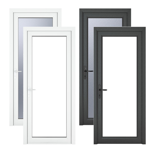 Pvc single door clear glass - door,