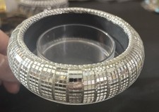 Vintage  Disco Ball Large Mirrored Silver Tone Large Bangle Bracelet