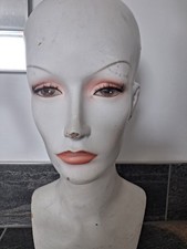 Vtg 70s Revlon Goth Alien Mannequin Head Bust Countertop Wig Jewelry Display 15”