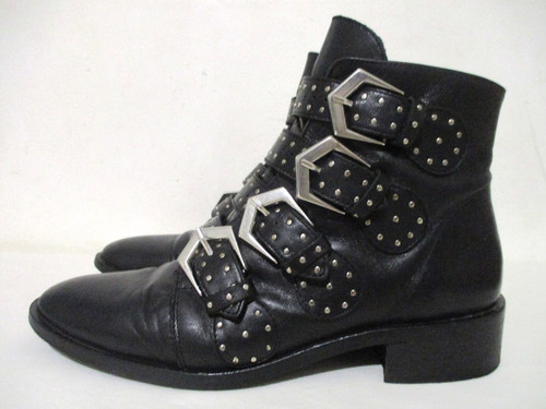 Black real leather buckle - real,
