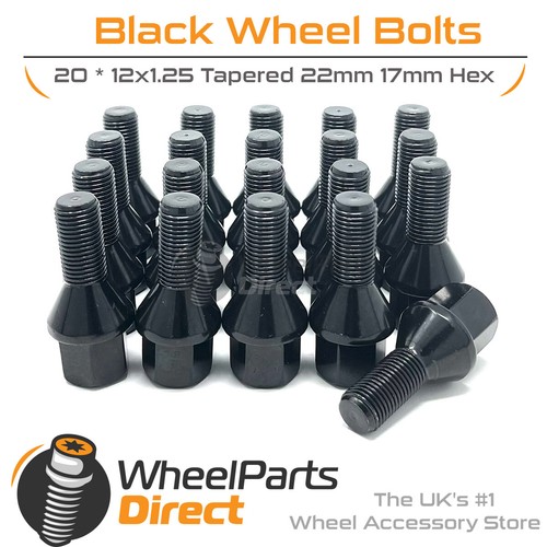 Wheel bolts 12x1 black - (20), 12x1.25