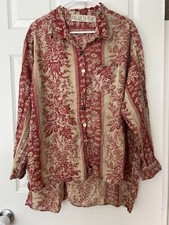 Magnolia pearl red and beige print work shirt
