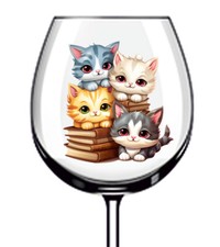 12x Cat Valentines day Colourful Wine Glass Bottle Van Vinyl Sticker Decal a4322