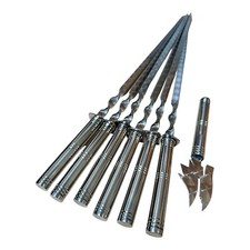 6 Stainless Steel Grill Skewers Shampur Tube Case Bag Stand Шампур 3mm Kebab