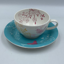 Portmerion "Dawn Chorus" Cup & Saucer - Birds Butterflies Flowers • Tea /Coffee