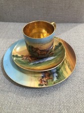 Vintage Tea Cup & Plate Victoria Czechoslovakia China Gold Decorated Bohemian