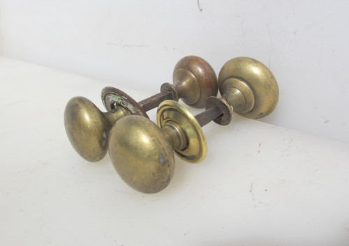 Victorian brass door knobs rim - brass,