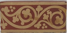 Victorian Red Encaustic Border Tile Floral Design By Chamberlain & Co C1840 AE3