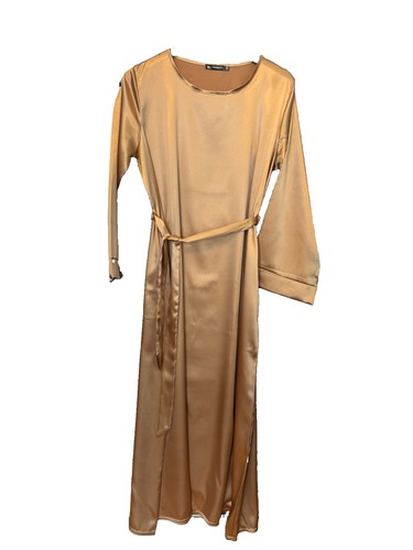 Gold satin abaya dress - , size