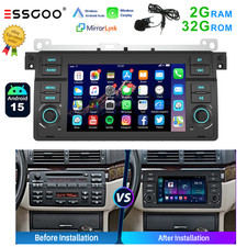 Android 15 CarPlay Car Stereo Radio GPS Navi Head Unit For BMW 3 Series E46 M3