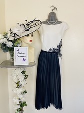 BNWT Mother of Bride John Charles Size 16  Navy &  Ivory 50" Tea Length Outfit