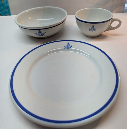 Lot masonic dishes set - of, 3