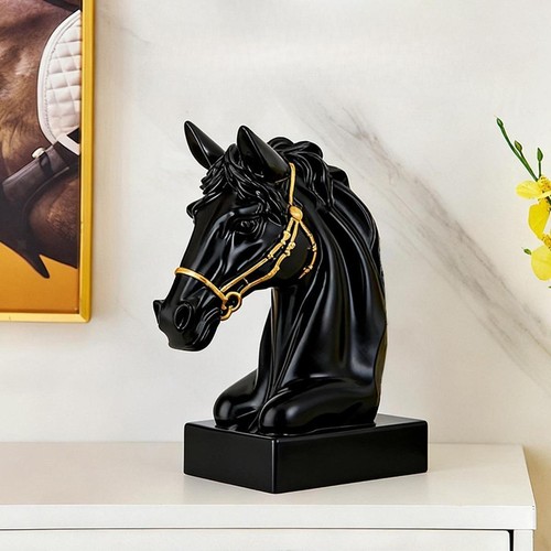 Black horse head - horse, sculpture