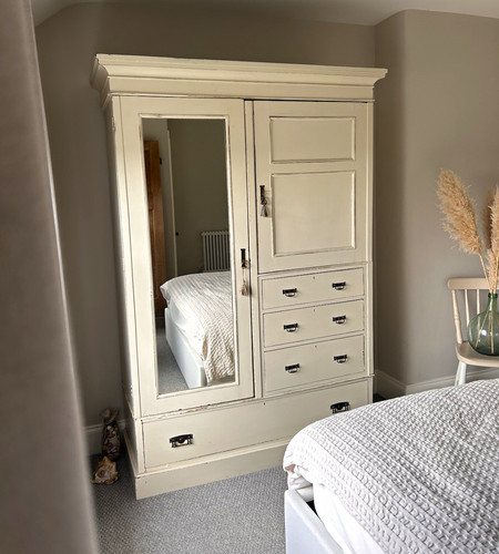 Cream wood freestanding - wood,