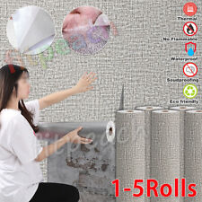 5Rolls Thick Self Adhesive Thermal Insulation Linen Wallpaper Plain Wall Sticker
