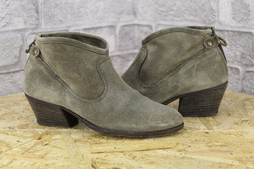 Grey suede ankle weatern boots - ankle,