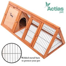 Wooden Rabbit Guinea Pig Hutch 46” Wood Pet Ferret Coop Outdoor House Apex Run