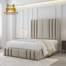 Double Panel Bed Frame Plush Velvet Upholstered Ottoman Gas Lift Storage 5FT 6FT