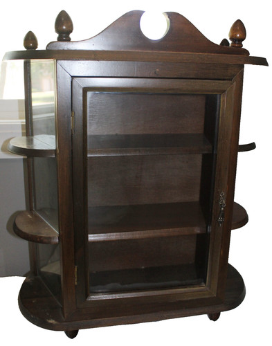 Vintage wood glass small curio - vintage,