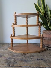 Vintage Retro Tabletop Wooden Corner Unit Bobbin Stand 4 Shelf Display Shelves