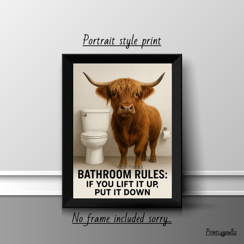 Highland cow quote bathroom - quote, a4