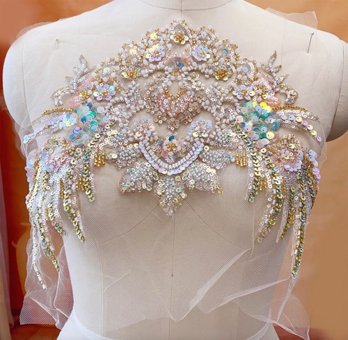 Iridescent sequin beaded lace - sequin,