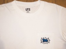 UNIQLO UT X KEITH HARING EMBROIDERED RADIANT BABY POCKET T-SHIRT WHITE MEDIUM