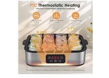 Electric Yogurt Maker with 8 Glass Jars 1400ml Adjustable Temp & Timer New