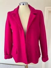 HOBBS BOILED WOOL HOT PINK CERISE CARDIGAN JACKET WITH COLLAR SIZE 12