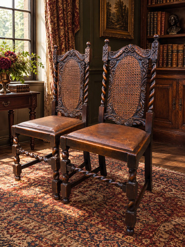 Pair vintage jacobean revival - vintage,
