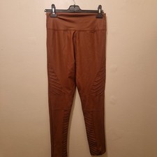 Women’s Brown Faux Leather Biker Leggings – Size Small (Approx UK 8–10)