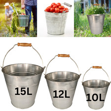 Galvanised Metal Bucket Handle Large Small Plant Pot Coal Planter Strong Steel