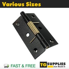 Single Black Spring Loaded Self-Closing Door Hinge Spring Hinge - Various Sizes