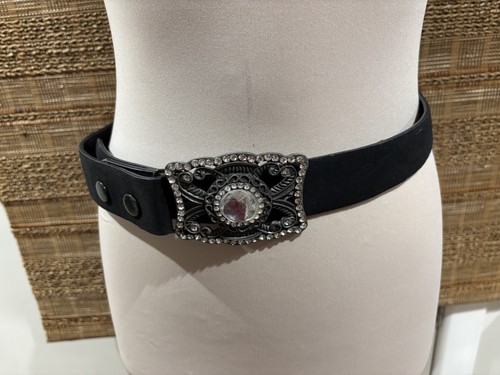 Vintage black leather belt - black,