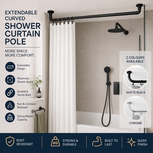 Extendable shower curtain pole - extendable,