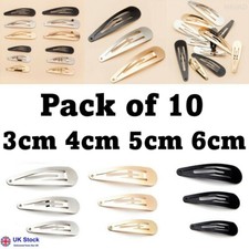 10 x Hair Clips Snap Hairpins Slides Women Girls Kids Baby School Grip Set Metal