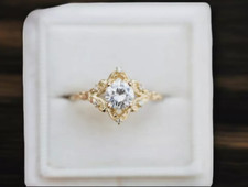 Women's Wedding Diamond Ring 14K Yellow Gold 1.10 Carat Round Cut Lab Created