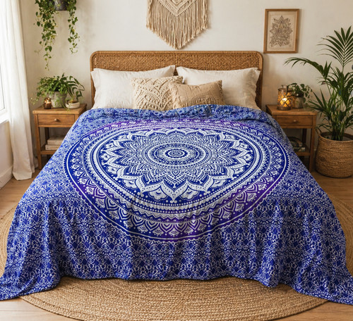 Purple mandala tapestry wall - mandala,