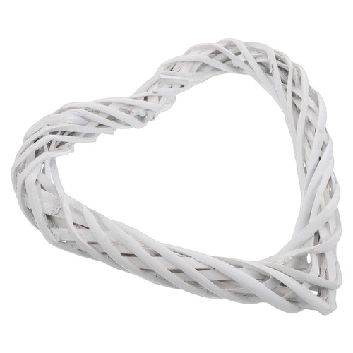 Rattan heart wreath white - wreath,