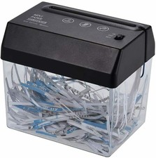 Electric Desktop Office A6 Paper Shredder Strip Cut Shredding With Wastebasket