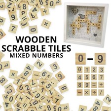 Wooden Scrabble Tiles Mixed Numbers with Symbols - Box Frames Gifts Scrapbooking